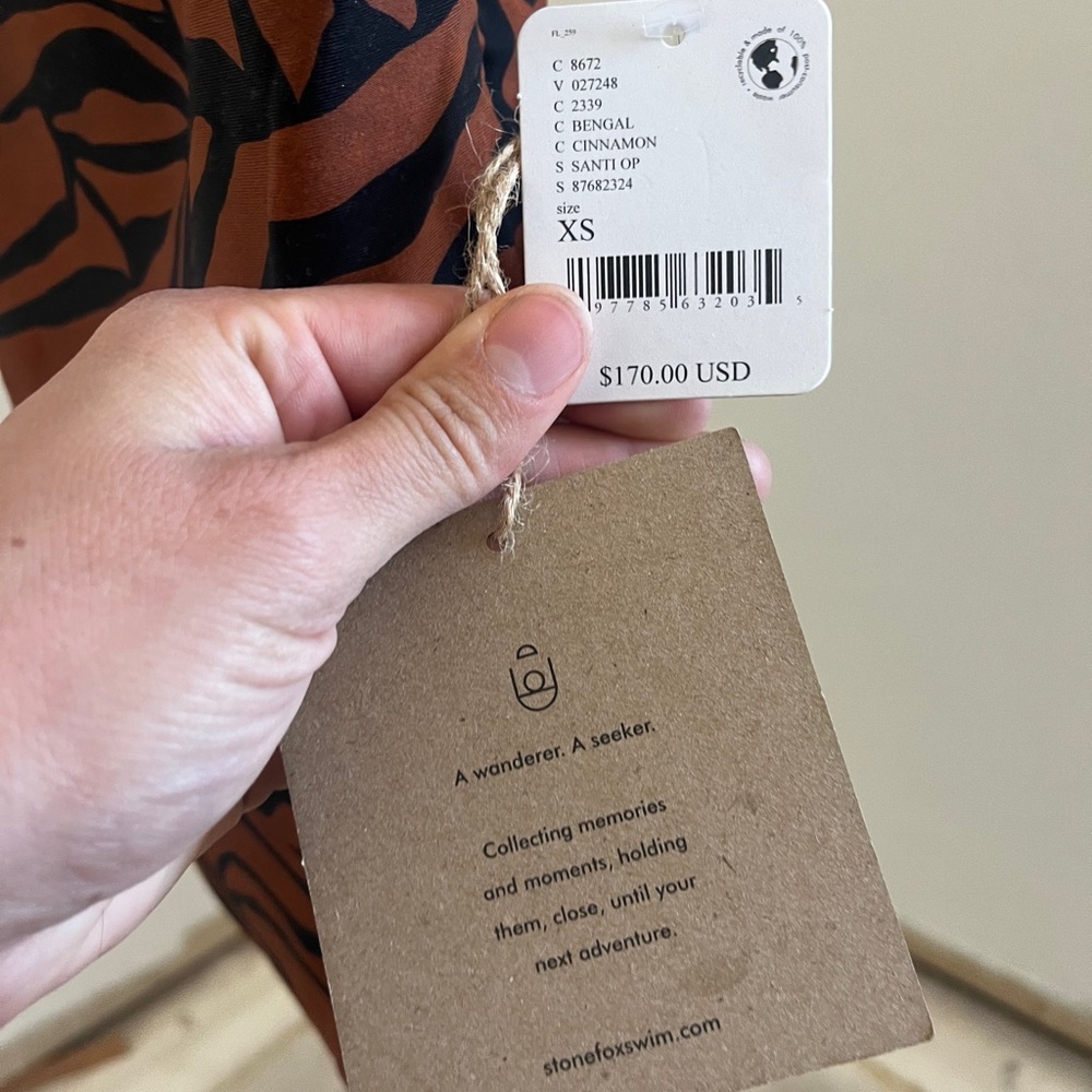 NWT Stone Fox Swim one piece bengal print scoop front low back swim suit - Picture 4 of 7